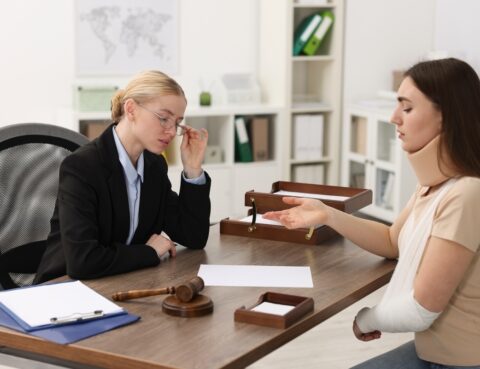 Attorney consulting with an injured client about a landlord liability for personal injury claim in Brooklyn NY